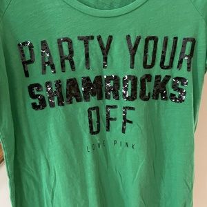 Pink Victoria Secret St Patricks Day bling top Party your Shamrocks off